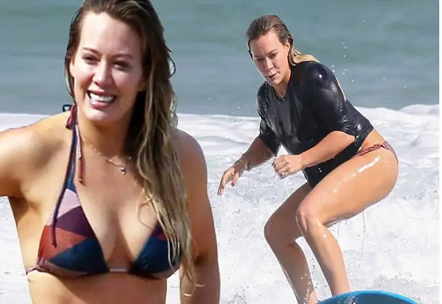 HILARY DUFF Is ‘Catchin’ Waves’ While Posing Topless At The Beach!