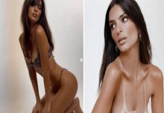 Emily ratajkowski is in a predator mood as she flashes her v@gina to call attention