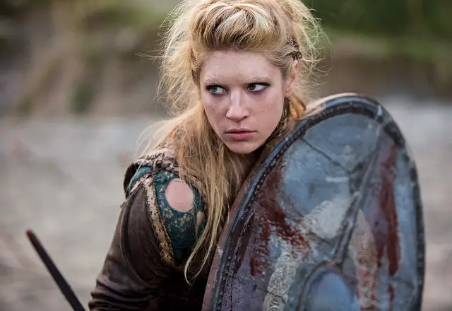 Katheryn winnick recreates ViKing fight scene with bizarre topless scenes. __ See Photos