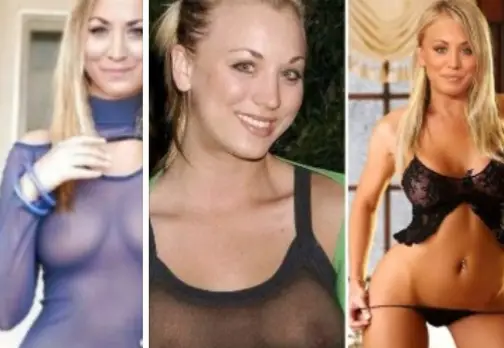 Kaley Cuoco N!pples stares at fans as she squeezes her b00bs in just lingerie