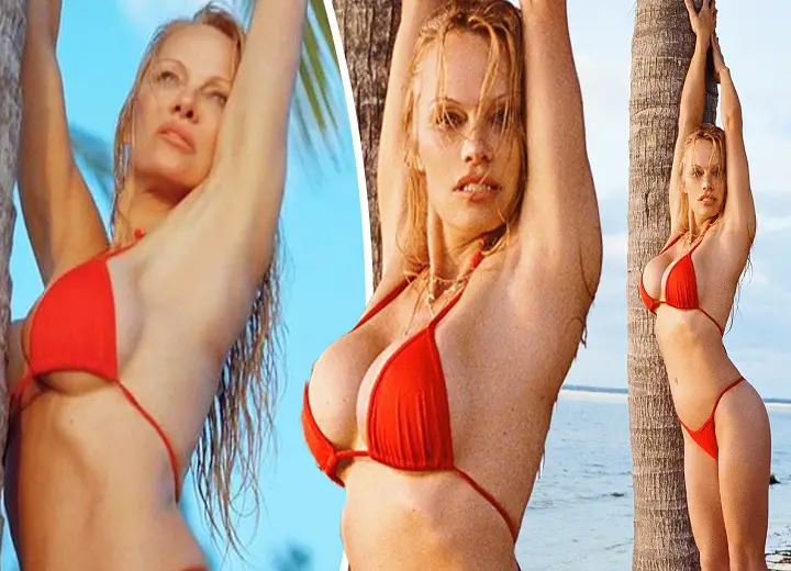 Pamela Anderson Took Us Back To Bay Watch With Hot Red Bikini That Showed More Than What We Can Handle.